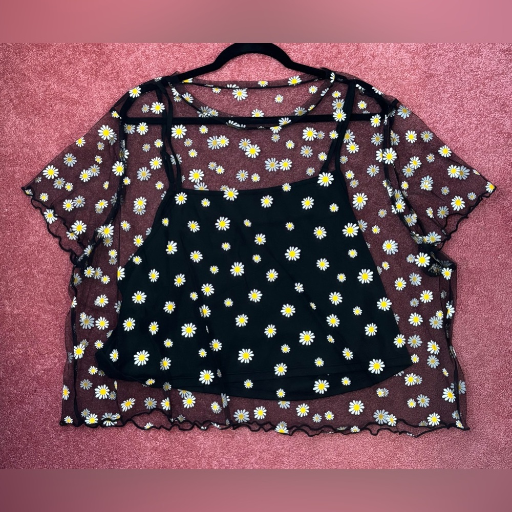 Black Sunflower See-thru Crop
Black crop tank underneath